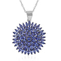 Tanzanite Floral Pendant Necklace 18 Inches in Platinum Over Sterling Silver 5.75 ctw
