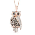 GP Italian Garden Collection Multi Diamond Owl Pendant Necklace 20In in Vermeil Rose Gold Over Sterling Silver 0.33 ctw - Sticky add to cart bar