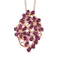 Orissa Rhodolite Garnet Floral Pendant Necklace 20 Inches in Vermeil Rose Gold Over Sterling Silver 6.90 ctw