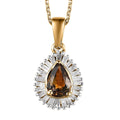 Golden Tanzanite and Diamond 1.00 ctw Cocktail Pendant Necklace in Vermeil Yellow Gold Over Sterling Silver 20 Inches - Sticky add to cart bar