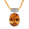 TLV Brazilian Citrine Pendant with Beaded Necklace (20 Inches) in Platinum Over Sterling Silver (12 g) 100.00 ctw