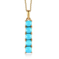 Sleeping Beauty Turquoise Stick Pendant Necklace 20 Inches in Vermeil Yellow Gold Over Sterling Silver 1.75 ctw