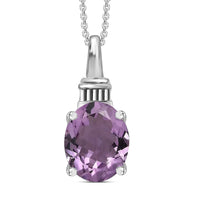 Rose De France Amethyst Solitaire Pendant Necklace 20 Inches in Platinum Over Sterling Silver 2.85 ctw