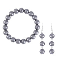 Set of Terahertz 9-11mm Beaded Stretch Bracelet and Terahertz Earrings in Stainless Steel 165.00 ctw