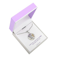 Blessed By an Angel Engraved Pendant Necklace 18 Inches in ION Plated YG and Stainless Steel