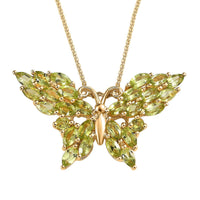 Premium Peridot Butterfly Pendant Necklace 20 Inches in Vermeil Yellow Gold Over Sterling Silver 4.60 ctw