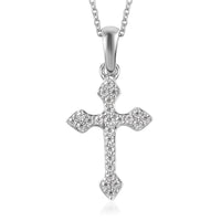 Moissanite Cross Pendant Necklace 20 Inches in Platinum Over Sterling Silver 0.15 ctw