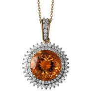 Serra Gaucha Citrine and Moissanite Halo Pendant Necklace 20 Inches in Vermeil Yellow Gold Over Sterling Silver 9.00 ctw