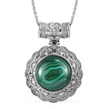 African Malachite 19.00 ctw Pendant Necklace in Stainless Steel 20 Inches - Sticky add to cart bar