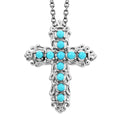 Sleeping Beauty Turquoise Pendant Necklace 20 Inches in Stainless Steel 1.00 ctw - Sticky add to cart bar