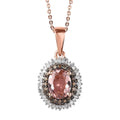 Premium Blush Tourmaline, Natural Champagne and White Diamond Floral Pendant Necklace 20 Inches in Vermeil Rose Gold Over Sterling Silver 1.50 ctw - Sticky add to cart bar