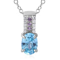 Cambodian Blue Zircon and Multi Gemstone Pendant Necklace 18 Inches in Platinum Over Sterling Silver 1.35 ctw - Sticky add to cart bar