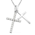 Simulated Diamond Cross Pendant Necklace 18 Inches in Silvertone - Sticky add to cart bar