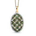 Tsavorite Garnet and Moissanite Cluster Pendant Necklace 20 Inches in Vermeil Yellow Gold Over Sterling Silver 4.00 ctw - Sticky add to cart bar
