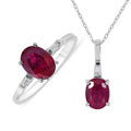 Premium Niassa Ruby (FF), White Zircon Ring (Size 9.0) and Pendant Necklace (18 Inches) in Platinum Over Sterling Silver 3.60 ctw - Sticky add to cart bar