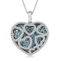 Betroka Blue Apatite and Moissanite Heart Pendant Necklace 20 Inches in Platinum Over Sterling Silver 4.90 ctw - Sticky add to cart bar