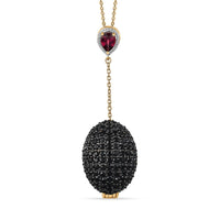 GP Italian Garden Collection Premium Orissa Rhodolite Garnet and Thai Black Spinel Pendant Necklace 20 Inches in Vermeil Yellow Gold Over Sterling Silver 14.60 ctw