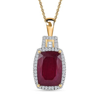 Niassa Ruby (FF) and White Zircon Halo Pendant Necklace 20 Inches in Vermeil Yellow Gold Over Sterling Silver 11.35 ctw (Del. in 8-10 Days)