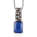Tanzanian Blue Spinel (DF), White and Champagne Zircon 2.35 ctw Pendant Necklace in Platinum Over Sterling Silver 20 Inches - Sticky add to cart bar