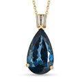 London Blue Topaz, Blue Diamond and Diamond Pendant Necklace 20 Inches in Vermeil Yellow Gold Over Sterling Silver 26.40 ctw - Sticky add to cart bar
