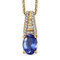 AAA Tanzanite and Diamond Statement Pendant Necklace 20 Inches in Vermeil Yellow Gold Over Sterling Silver 1.00 ctw - Sticky add to cart bar
