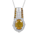 Yellow Sapphire and White Zircon 2.55 ctw Autumn Sunrise Bridge Pendant Necklace 18 Inches in Platinum Over Sterling Silver