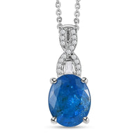 Malgache Neon Apatite and Moissanite Pendant Necklace 20 Inches in Platinum Over Sterling Silver 2.85 ctw