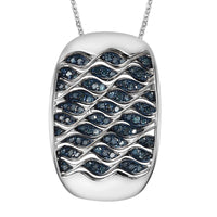 Epic Deal GP Blue Diamond (IR) Pendant Necklace (20 Inches) in Platinum Over Sterling Silver 0.50 ctw