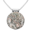 Insect Fossil Jasper Pendant Necklace 20 Inches in Silvertone 32.50 ctw - Sticky add to cart bar