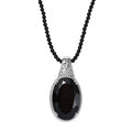 Thai Black Spinel 130.00 ctw Pendant with Beaded Necklace in Rhodium Over Sterling Silver 20 Inches - Sticky add to cart bar