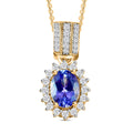 Tanzanite and White Zircon Sunburst Pendant Necklace 20 Inches in Vermeil Yellow Gold Over Sterling Silver 1.90 ctw - Sticky add to cart bar