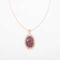 Orissa Rhodolite Garnet Filigree and Lotus Flower Pendant Necklace 20 Inches in 18K Rose Gold Vermeil Over Sterling Silver 5.50 ctw - Sticky add to cart bar