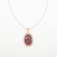 Orissa Rhodolite Garnet Filigree and Lotus Flower Pendant Necklace 20 Inches in 18K Rose Gold Vermeil Over Sterling Silver 5.50 ctw