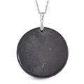Shungite 45x25mm Tapered Rectangular Shape Pendant in Rhodium Over Sterling Silver with Stainless Steel Necklace (20 Inches) 55.00 ctw