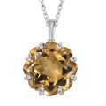 Lotus Cut Brazilian Citrine 10.50 ctw Pendant Necklace 20 Inches in Rhodium Over Sterling Silver - Sticky add to cart bar