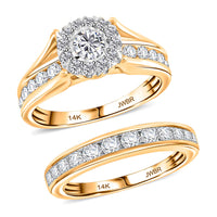 14K Yellow Gold White Diamond (H-SI3) Set of 2 Stackable Ring (Size 7.0) (7.35 g) 2.00 ctw