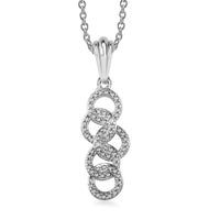 Diamond Accent Pendant Necklace 20 Inches in Stainless Steel