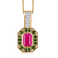 Premium Royal Ruby and Multi Gemstone 2.20 ctw Art Deco Pendant Necklace in 18K Vermeil Yellow Gold Over Sterling Silver 20 Inches - Sticky add to cart bar