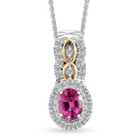 Mahenge Spinel and White Zircon 0.60 ctw Eternal Blossom Pendant Necklace in Rhodium and YG Over Sterling Silver 20 Inches