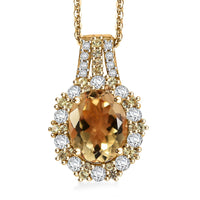 Premium Brazilian Heliodor and Multi Gemstone 3.85 ctw Golden Radiance Pendant Necklace in 18K Vermeil Yellow Gold Over Sterling Silver 20 Inches