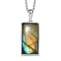 Doorbuster Malagasy Labradorite Solitaire Pendant in Platinum Bond with Stainless Steel Necklace (20 Inches) 18.00 ctw