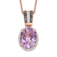 Premium Martha Rocha Kunzite, Natural Champagne and White Diamond 3.60 ctw Twilight Blossom Pendant Necklace in 18K Vermeil Yellow Gold Over Sterling Silver 20 Inches