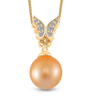 South Sea Golden Cultured Pearl and Multi Gemstone 0.30 ctw Butterfly Pendant Necklace in 18K Vermeil Yellow Gold Over Sterling Silver 20 Inches