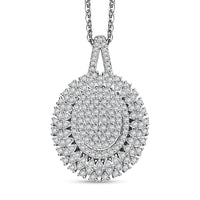 Doorbuster Diamond Pendant Necklace (20 Inches) in Rhodium Over Sterling Silver 1.00 ctw