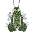 GP Trionfo Collection Chrome Diopside and White Zircon 1.75 ctw Frog Pendant Necklace in Rhodium Over Sterling Silver 20 Inches - Sticky add to cart bar