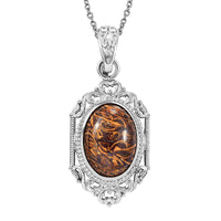 Karis Script Stone 11.00 ctw Solitaire Pendant in Platinum Bond with Stainless Steel Necklace 20 Inches