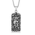 Skull and Rose Pendant Necklace in Black Oxidized and Stainless Steel 24 Inches - Sticky add to cart bar
