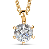 Moissanite (Rnd 6.5mm) Pendant Necklace (20 Inches) in 18K Vermeil YG Over Sterling Silver 1.10 ctw