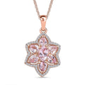Narsipatnam Pink Spinel and White Zircon 1.75 ctw Blossom Flower Pendant Necklace 20 Inches in 18K Vermeil Rose Gold Over Sterling Silver - Sticky add to cart bar