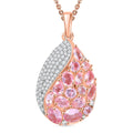 Narsipatnam Pink Spinel and Moissanite 2.90 ctw Radiant Dewdrop Pendant Necklace 20 Inches in 18K Vermeil Rose Gold Over Sterling Silver - Sticky add to cart bar